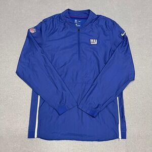 New York Giants Jacket Mens Medium Blue Nike Windbreaker 1/2 Zip Vented OnField
